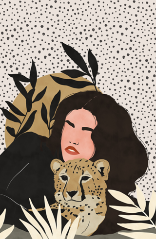 Woman with leopard I