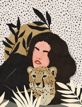 Woman with leopard I