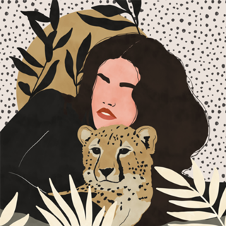 Woman with leopard I