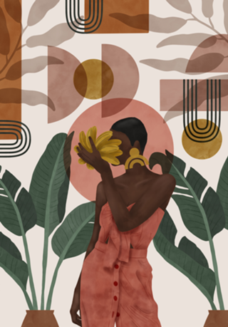 Woman with succulent bananas