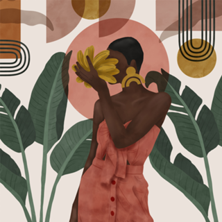 Woman with succulent bananas