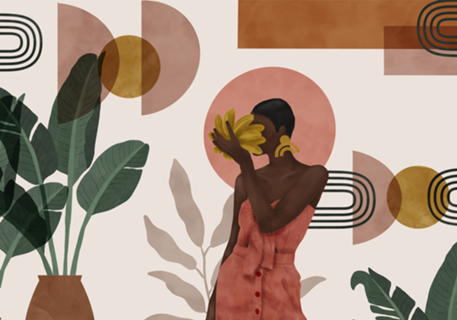 Woman with succulent bananas