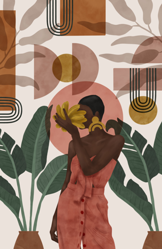 Woman with succulent bananas