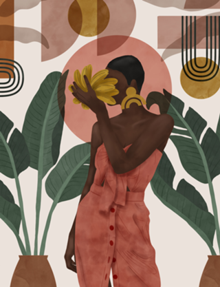 Woman with succulent bananas