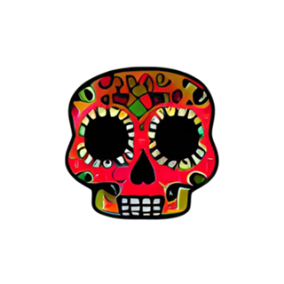 Sugar Skull. Estampa de Caveira Colorida Mexicana