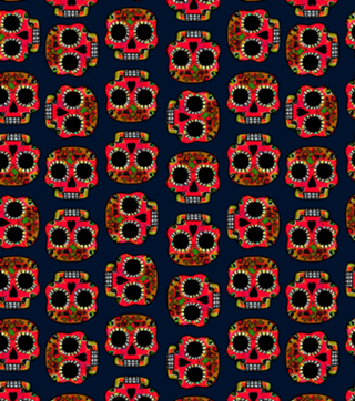 Sugar Skull. Estampa de Caveira Colorida Mexicana