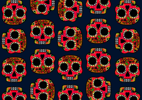 Sugar Skull. Estampa de Caveira Colorida Mexicana