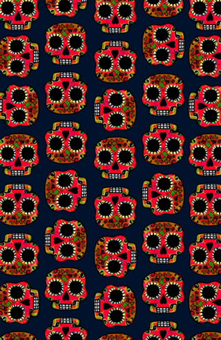 Sugar Skull. Estampa de Caveira Colorida Mexicana
