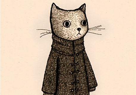 Gato Elegante em Sobretudo