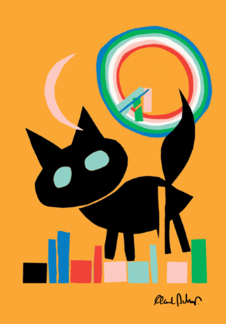 Gatinho no fundo laranja
