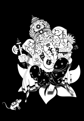 Lord Ganesha em Preto e Branco