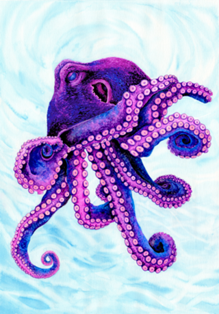 Lady Octopus - Aquarela Polvo Pink