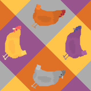 Padrão de galinhas em pixel - versão 2