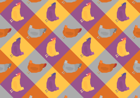Padrão de galinhas em pixel - versão 2