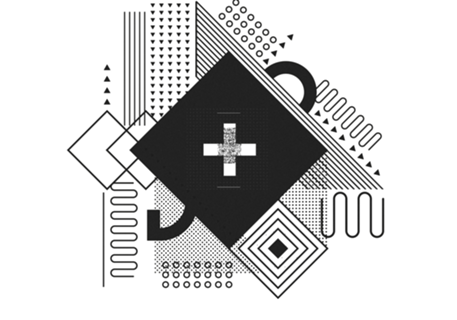 Black spaceship abstract geometric