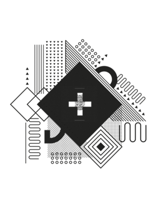Black spaceship abstract geometric
