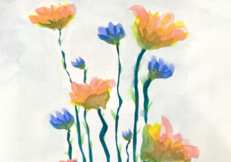 Flores Abstratas Aquarela