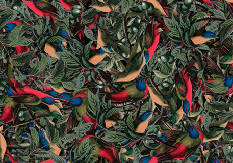 Pattern Pássaros e Folhas Vintage