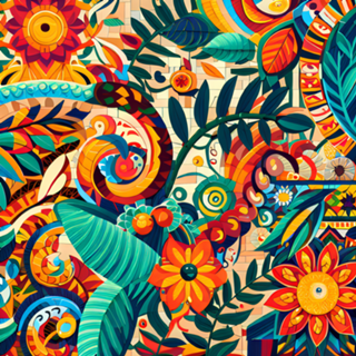 Flores e folhas coloridas