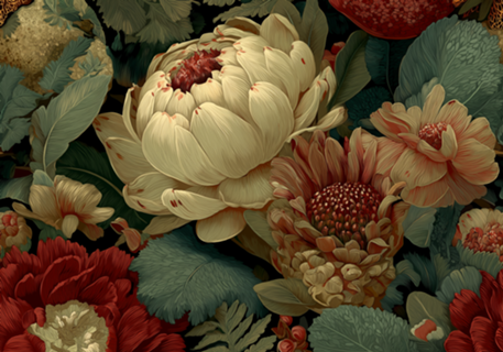 Opulência Botânica: Romãs e Proteas de Inverno