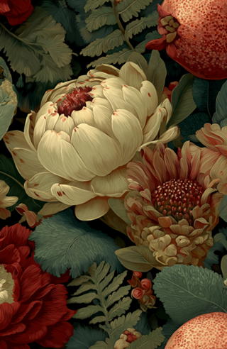 Opulência Botânica: Romãs e Proteas de Inverno