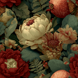 Opulência Botânica: Romãs e Proteas de Inverno
