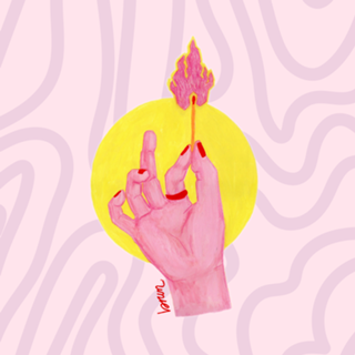 Continuar - mão com fósforo aceso