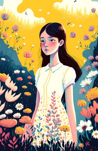 Garota no Campo de Flores