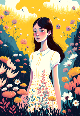 Garota no Campo de Flores