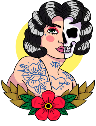 Mulher caveira Old School
