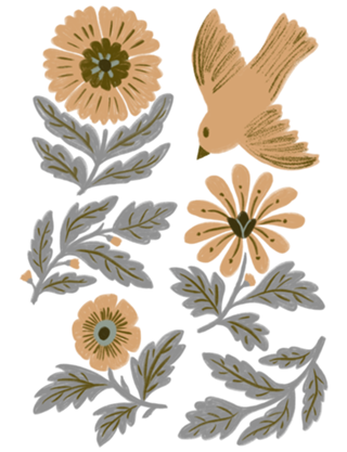 Flores e pássaro