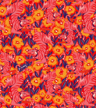 Tigre Rosa e papoulas