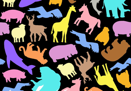 Estampa de silhueta de animais versão colorida