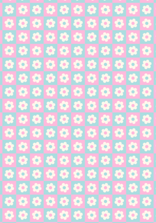 Flor Xadrez em Rosa e Azul