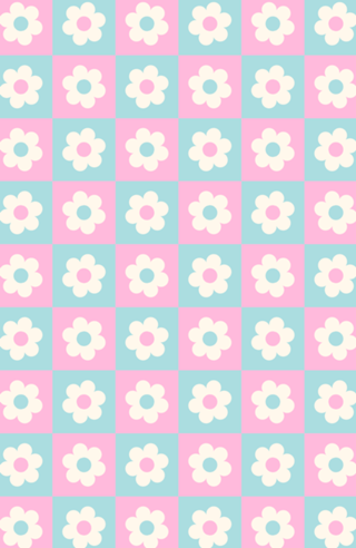 Flor Xadrez em Rosa e Azul
