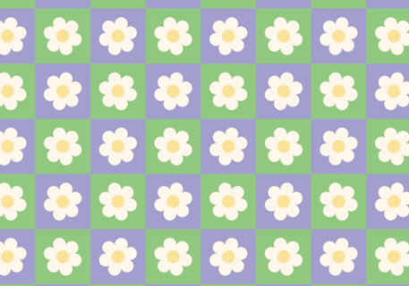 Margarida Quadriculada em Roxo e Verde