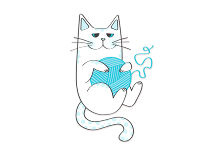 Gato artesão em azul