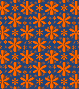 Floral laranja com fundo azul marinho