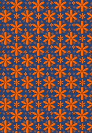 Floral laranja com fundo azul marinho
