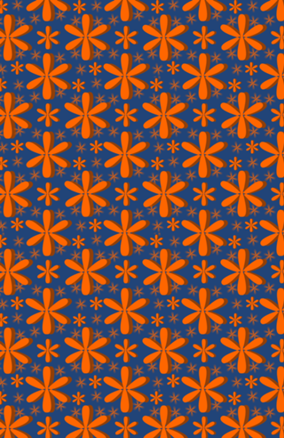 Floral laranja com fundo azul marinho