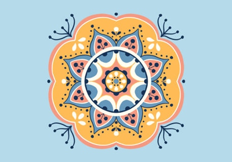 Mandala Floral // Alegria // Rosa e Laranja Pastel