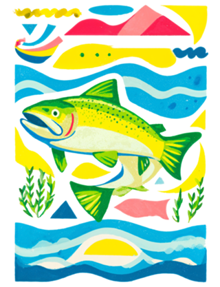 Peixe Colorido – Arte Retrô Aquática