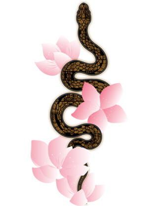 Cobra entre flores