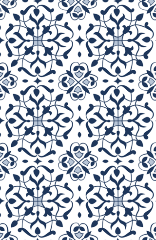 Azulejo Português - Arabesco Branco e Azul Árabe