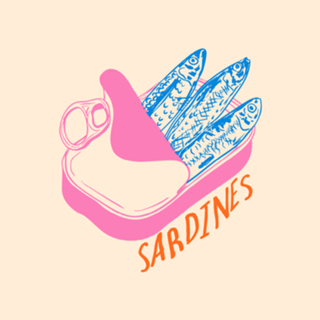 Sardinhas Retrô em Tons Pastel na Lata Aberta