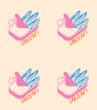 Sardinhas Retrô em Tons Pastel na Lata Aberta