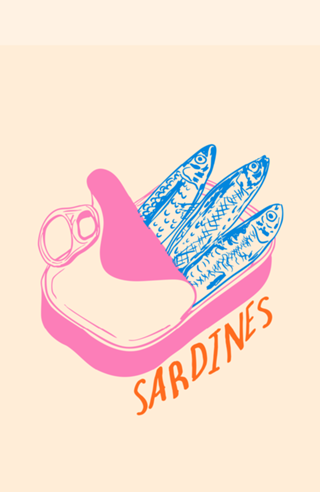 Sardinhas Retrô em Tons Pastel na Lata Aberta