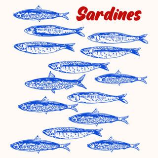 Padrão Minimalista de Sardinhas Azuis