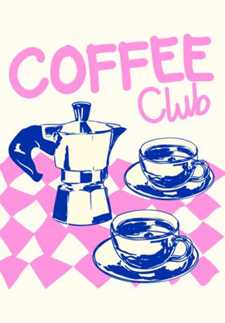 Clube de Café Rosa Retrô Estética Vintage