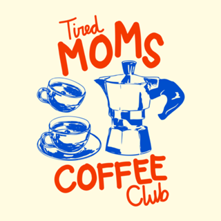 Clube do Café de Mães Cansadas Retro Cozy Doodle
